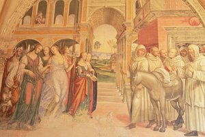 Florent envoie des femmes de mauvaise vie au monastère, de la Vie de Saint Benoît, 1497-98